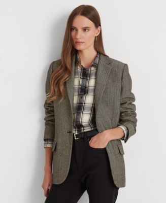 Lauren Ralph Lauren Single-Button Herringbone Blazer - Macy's