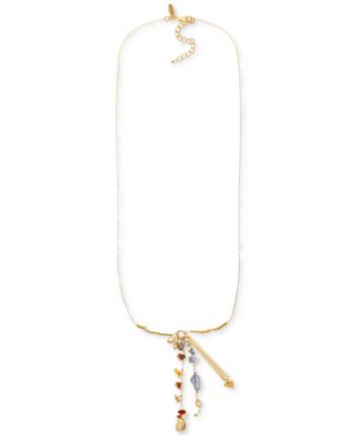 Style & Co - Gold-Tone Mixed Bead Multi-Charm Long Pendant Necklace, 33-1/2" + 3" extender
