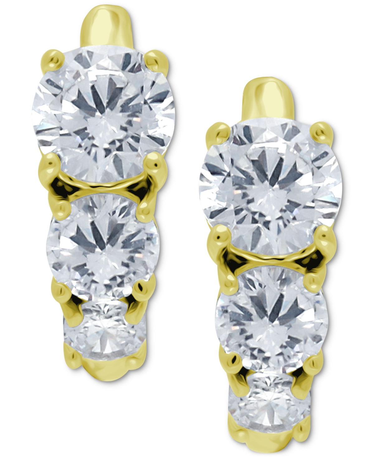 Cubic Zirconia Graduated Small Huggie Hoop Earrings, 0.625", Created for Macy's - Gold over Silver