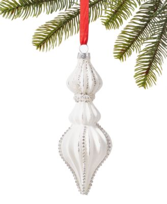 Holiday Lane - Shine Bright Embellished White Finial Ornament