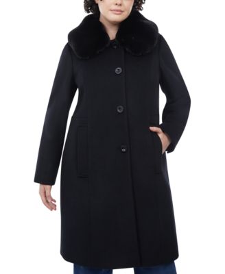 Anne Klein - Women's Faux-Fur Club-Collar Coat