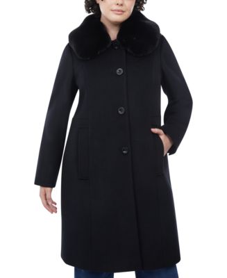 Anne Klein Women's Plus Size Faux-Fur Club-Collar Coat - Macy's