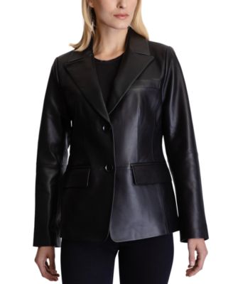 Anne Klein Women's Leather Blazer Coat & Reviews - Coats & Jackets ...