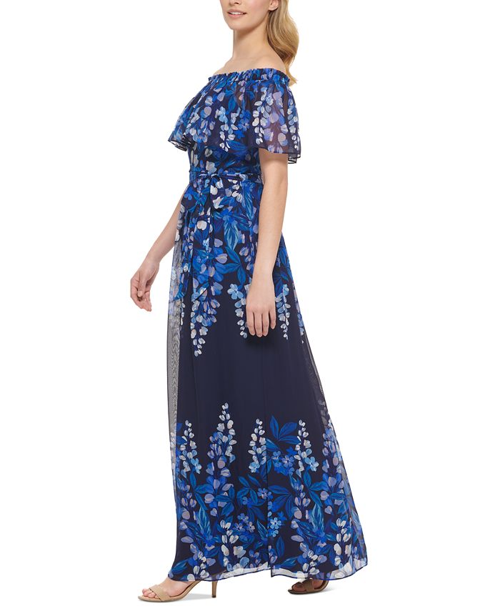 Eliza J Women's Floral-Print Off-The-Shoulder Maxi Dress - Macy's