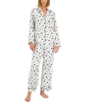 INC International Concepts - Women's Satin Bold Dot Notch-Collar Pajama Set