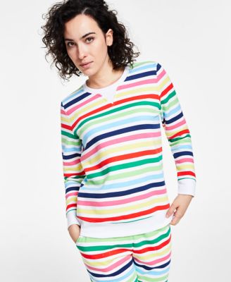 Charter Club - Women's Printed Stripe Crewneck Top, Created for Macy's
