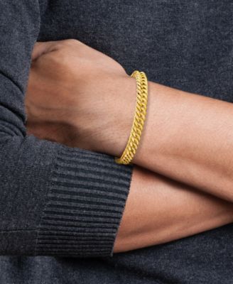 Men's Double Curb Link Bracelet in 10k Gold