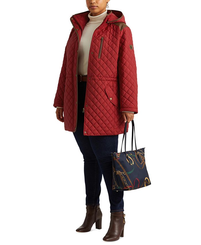 Lauren Ralph Lauren Plus Size FauxLeather Trimmed Hooded Anorak