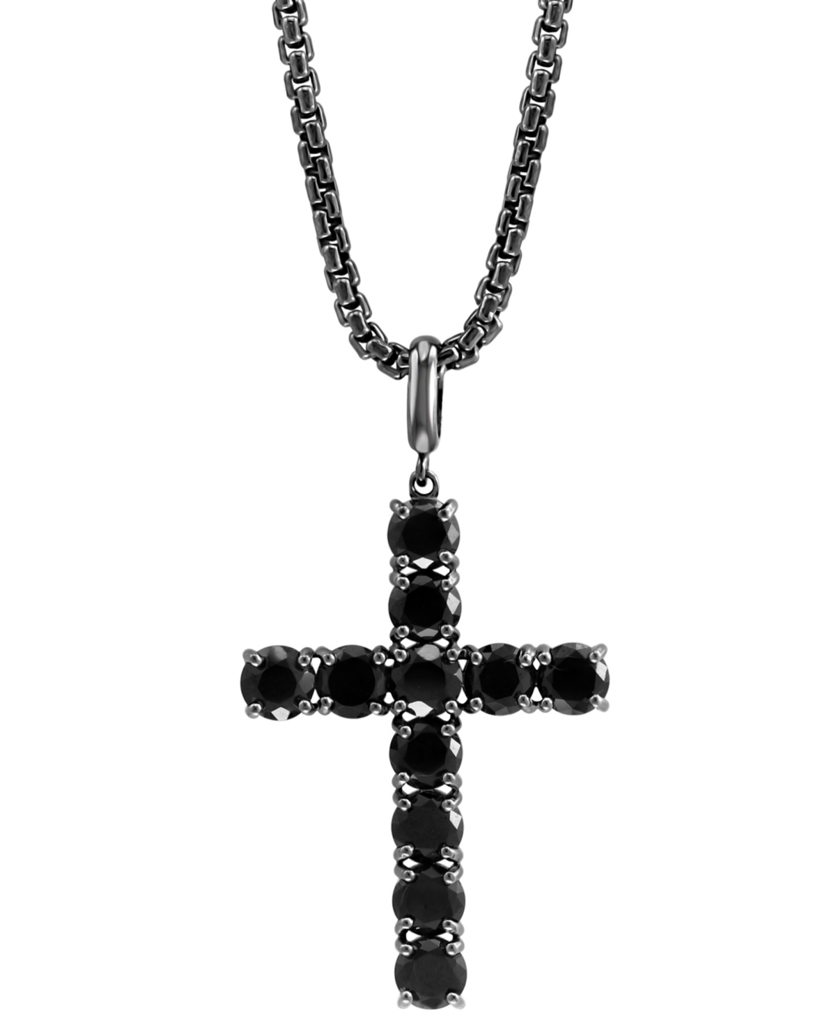 Effy Men's Black Spinel 22" Pendant Necklace in Black Rhodium-Plated Sterling Silver - Sterling Silver