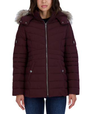 Nautica - Women's Hooded Faux-Fur-Trim Puffer Coat