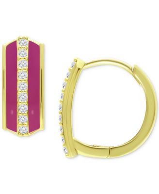 Giani Bernini Cubic Zirconia & Enamel Hoop Earrings, Created For Macy's ...