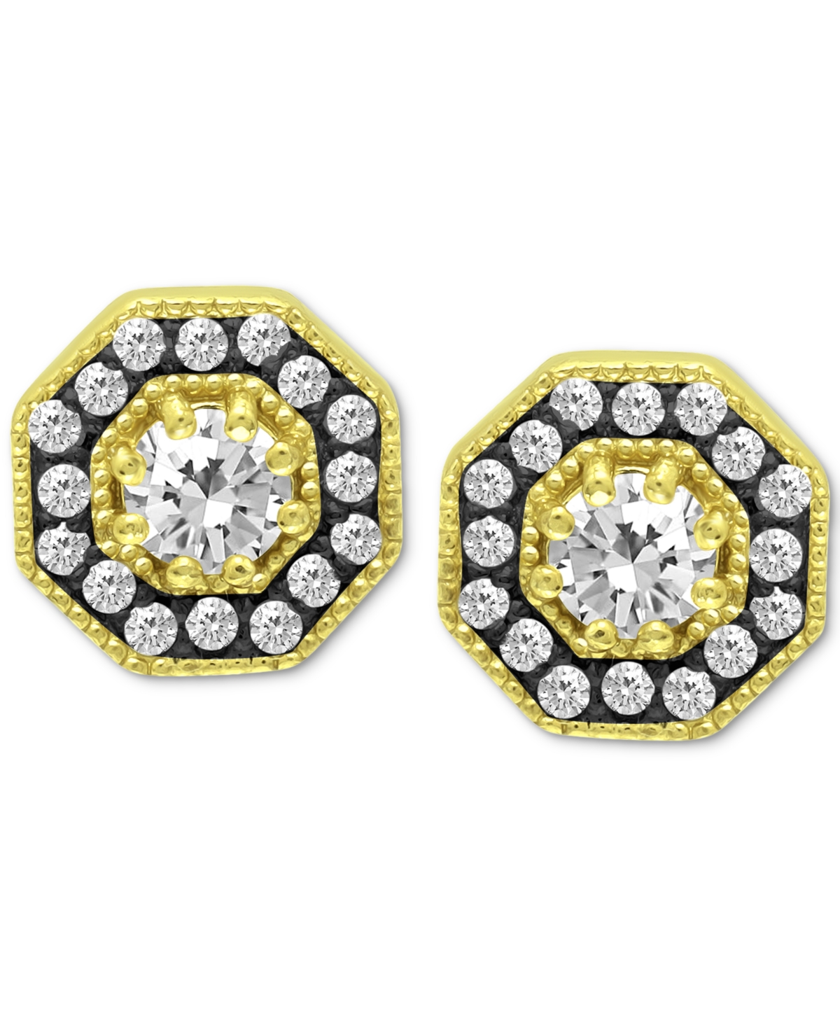 Shop Giani Bernini Cubic Zirconia Octagon Stud Earrings In 18k Gold-plated Sterling, Created For Macy's In Gold Over Silver