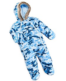Baby Boys Camo-Print Faux-Fur Trim Snowsuit, Created for Macy's
