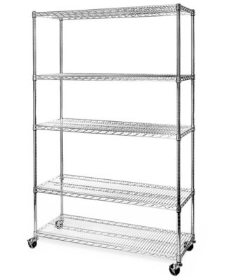 Commercial-Grade 5-Tier NSF-Certified Steel Wire Wheeled Shelving