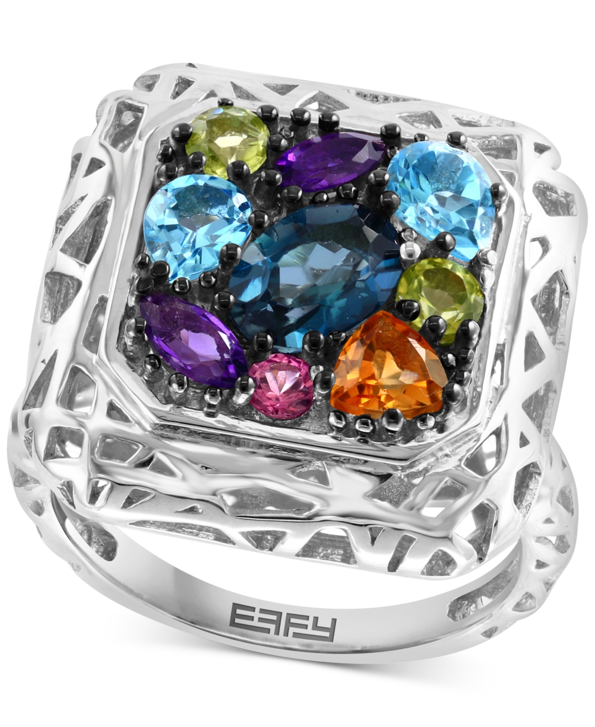 Effy Collection Effy Multi-gemstone Cluster Ring (2-1/3 Ct. T.w.) In Sterling Silver In Multi Gemstone