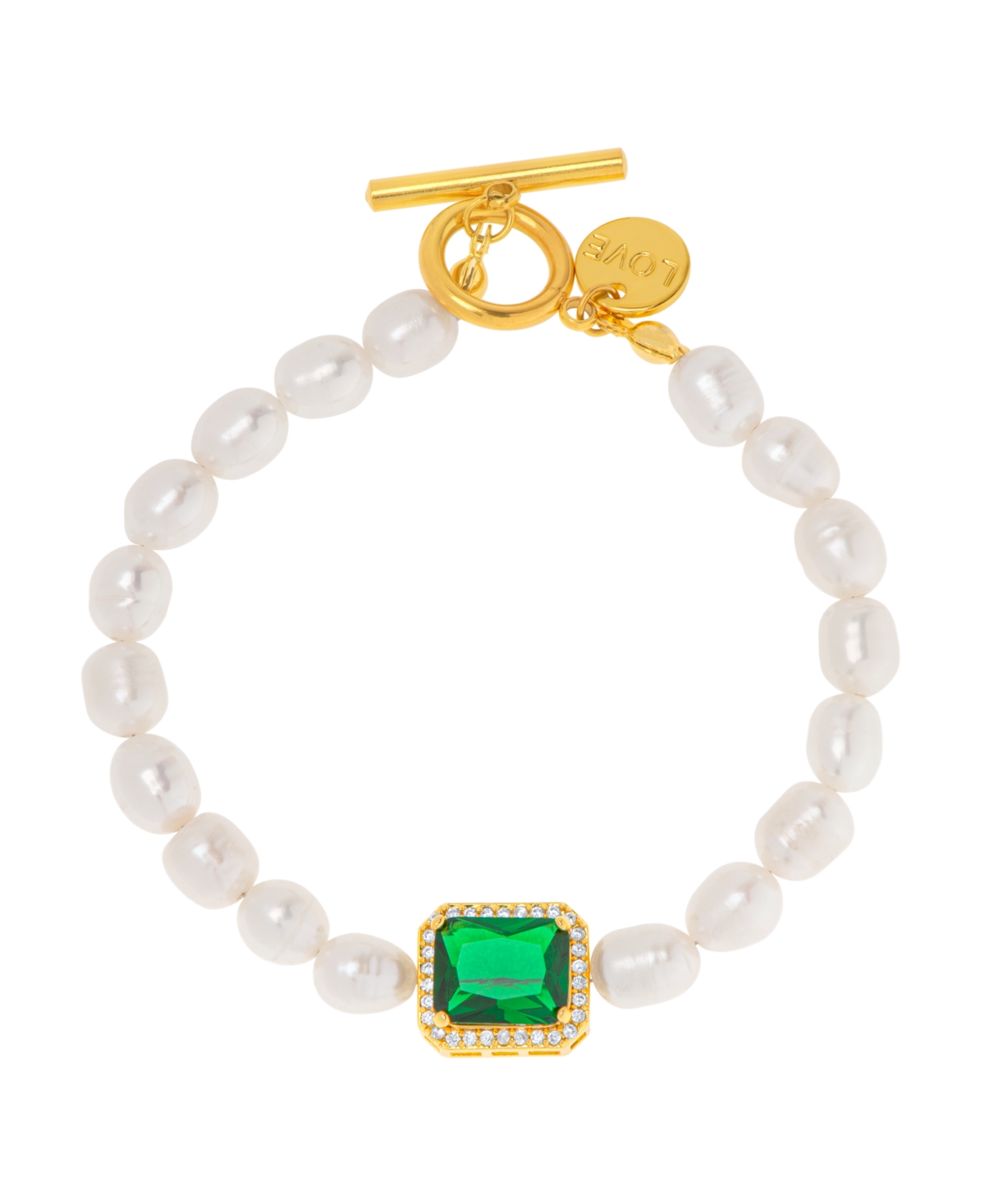 Macy's Women's Simulated Emerald Bracelet In Gold