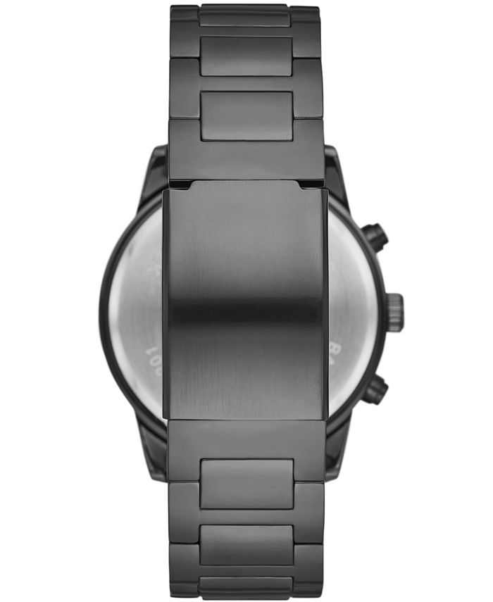 Folio Men's Black Stainless Steel Bracelet Watch, 46mm Gift Set Macy's