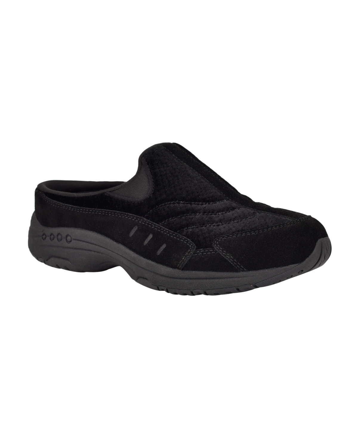 Easy Spirit Travel Time 676 Womens Leather Slip On Mules In Black Snake Velvet,suede And Velvet
