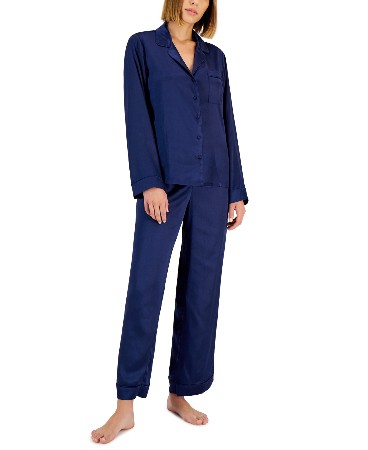 INC INTERNATIONAL CONCEPTS SATIN NOTCH COLLAR PAJAMA SET, CREATED FOR MACY'S