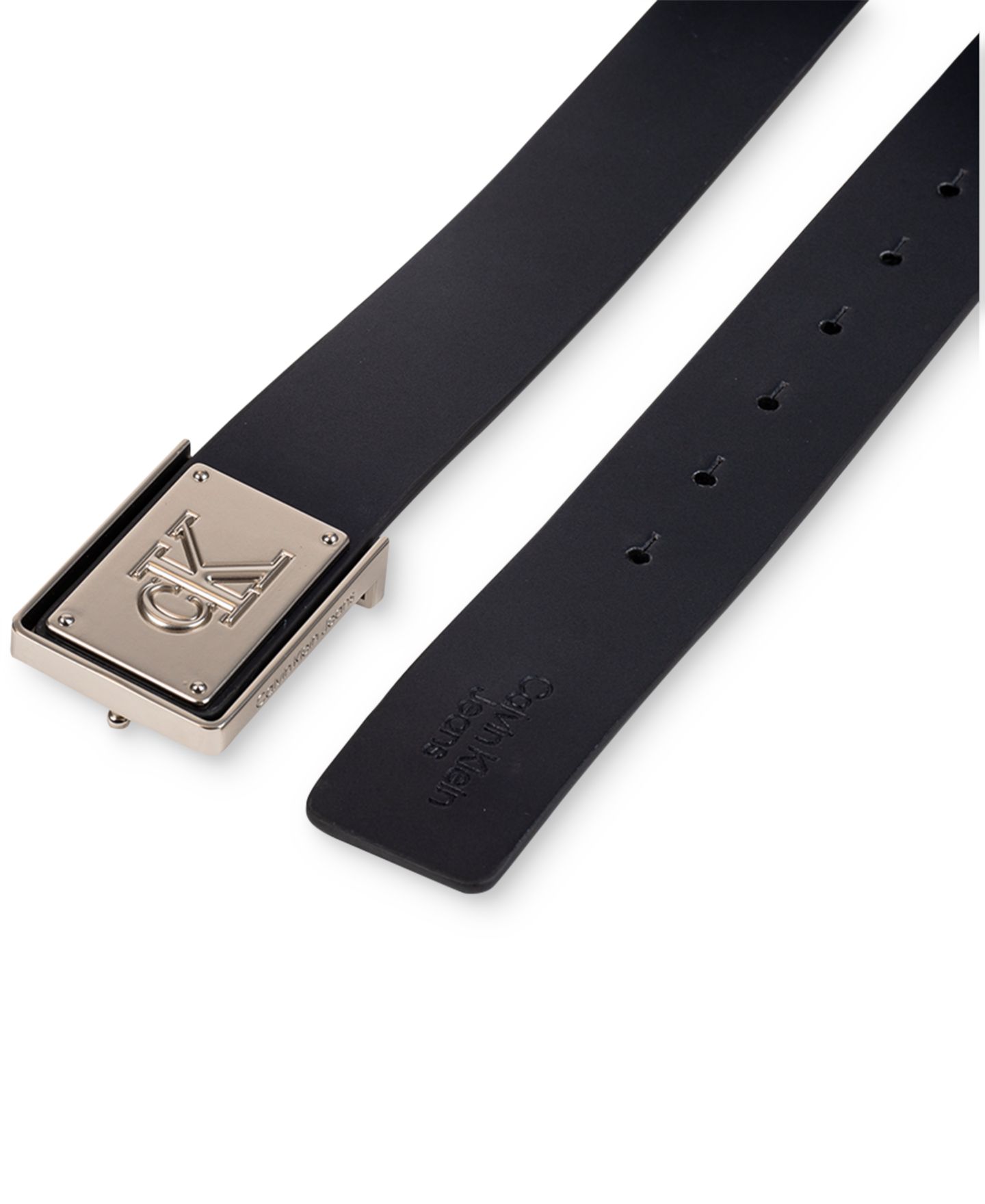 Мужской ремень Calvin Klein CK Plate Plaque Belt, цвет: Чёрный — фото 3