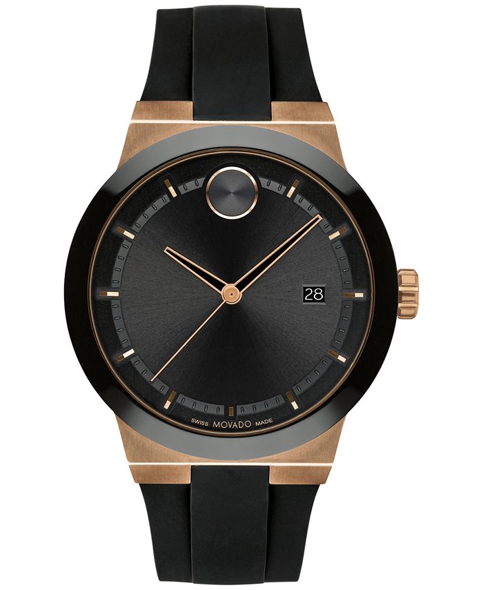 Movado Men s Swiss Fusion Bold Black Silicone Strap Watch 42mm