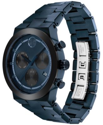 Movado Men's Swiss Chronograph Bold Fusion Blue Ion-Plated Stainless ...