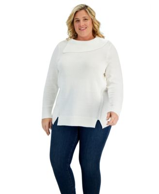 Karen Scott Plus Size Funnel-Neck 