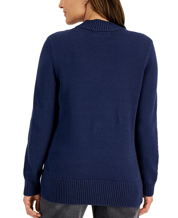 Karen Scott Women's Cotton Cable-Knit Sweater, Created for Macy's ...
