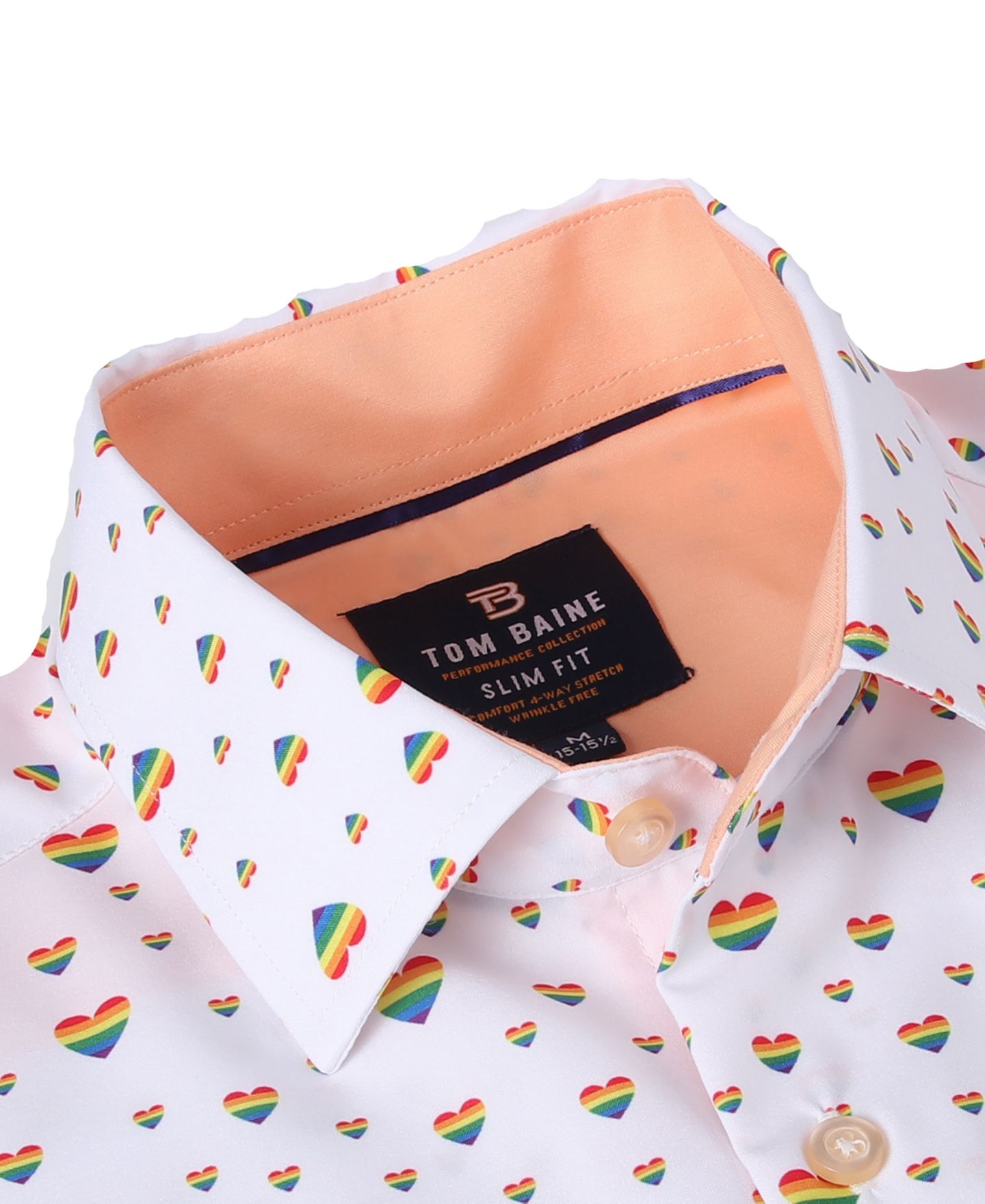 Мужская рубашка Tom Baine Slim Fit Pride Performance Novelty Button Down Dress Shirt, цвет: Белый — фото 2