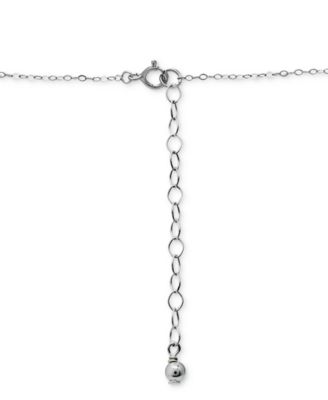 Cubic Zirconia Initial Dog Tag Pendant Necklace in Sterling Silver, 16" + 2" extender, Created for Macy's