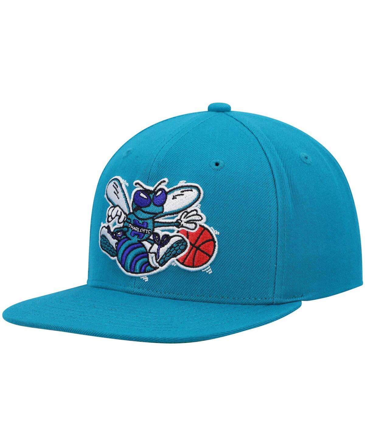 Mitchell & Ness Men's  Teal Charlotte Hornets Hardwood Classics Team Ground 2.0 Snapback Hat In Teal