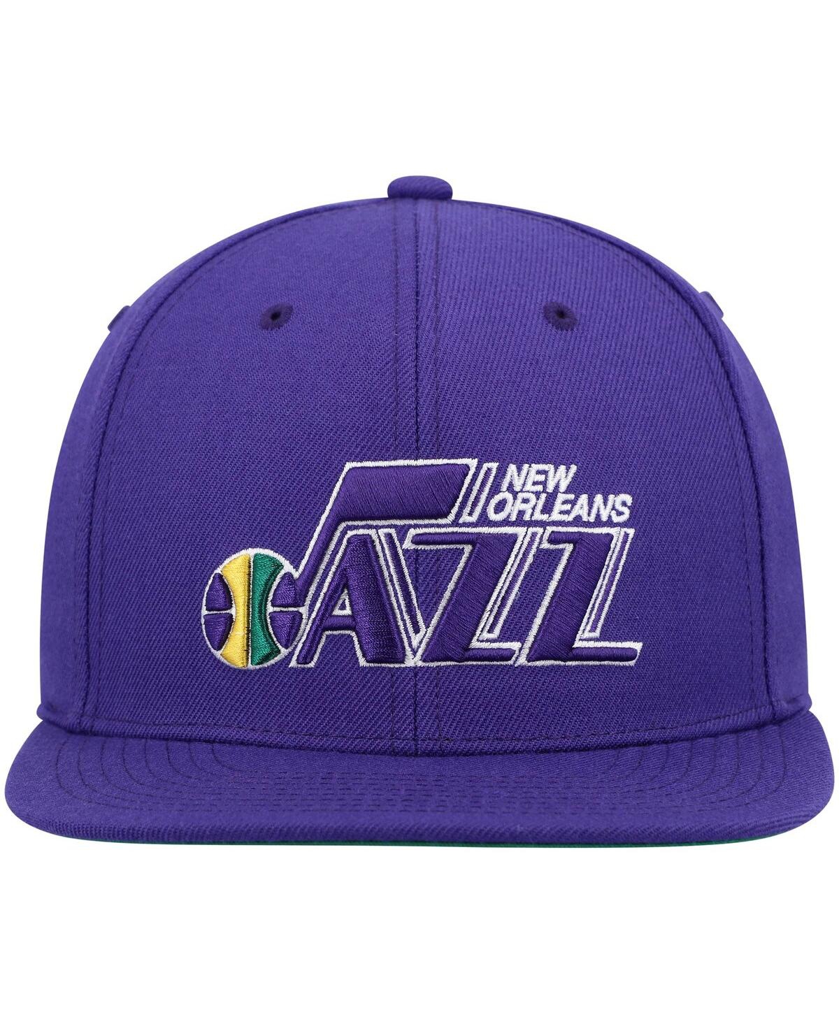 Mitchell & Ness Men's  Purple New Orleans Jazz Hardwood Classics Team Ground 2.0 Snapback Hat In Purple