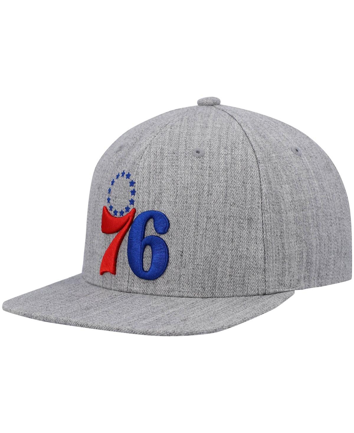 Mitchell & Ness Men's  Heathered Gray Philadelphia 76ers 2.0 Snapback Hat In Heathered Gray