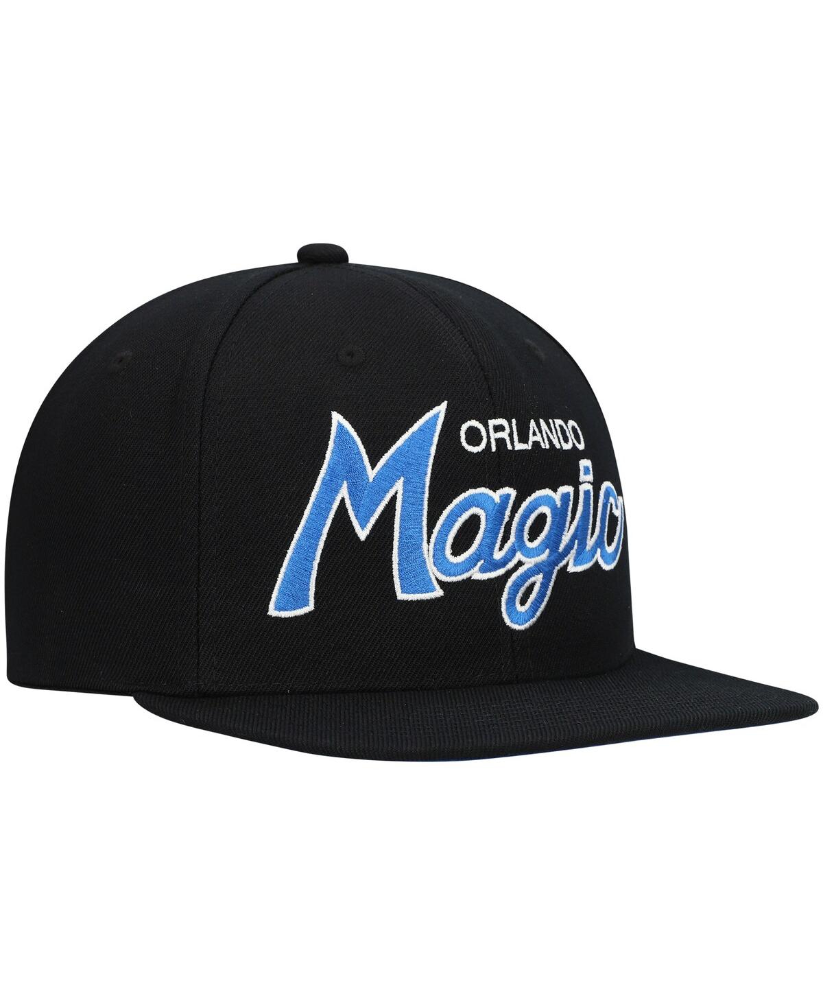 Mitchell & Ness Men's  Black Orlando Magic Hardwood Classics Mvp Team Script 2.0 Snapback Hat In Black
