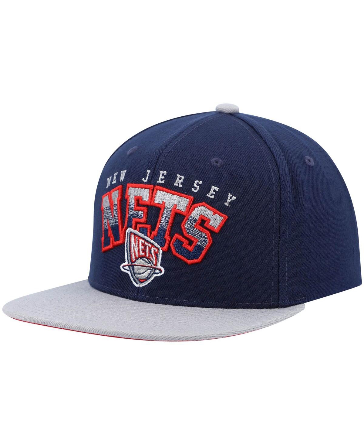 Men's Mitchell & Ness Gray New Jersey Nets Hardwood Classics Gradient Wordmark Snapback Hat - Gray