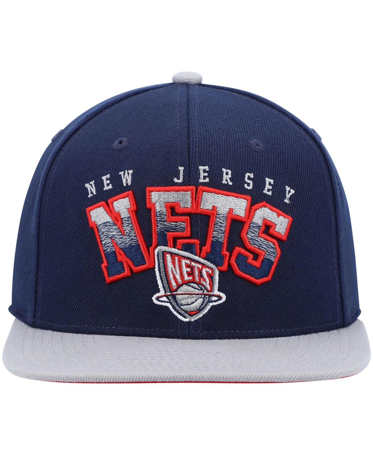 Men's Mitchell & Ness Gray New Jersey Nets Hardwood Classics Gradient Wordmark Snapback Hat - Gray