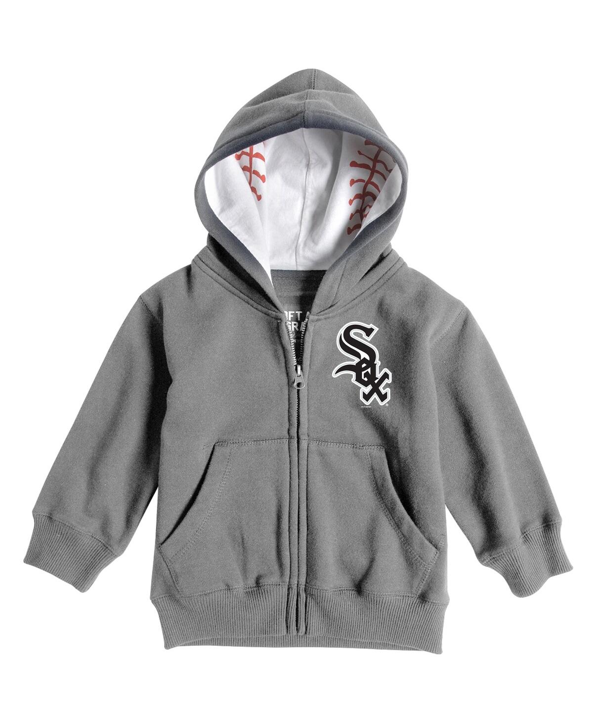 Soft As A Grape Babies' Boys And Girls Toddler  Heathered Gray Chicago White Sox Baseball Print Full-zip Hood