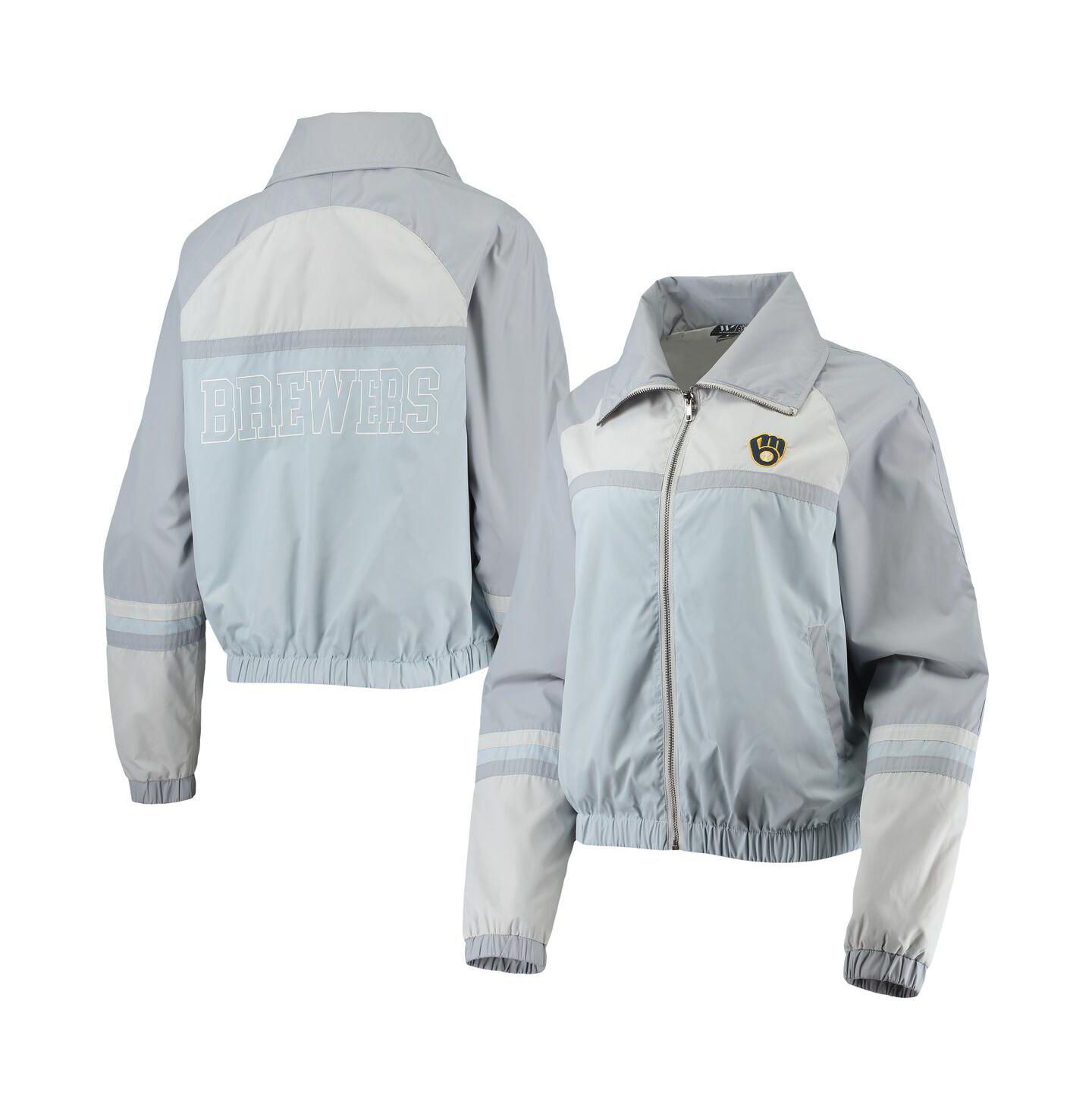 Женская куртка The Wild Collective Navy Milwaukee Brewers Colorblock Track Raglan Full-Zip — фото 1