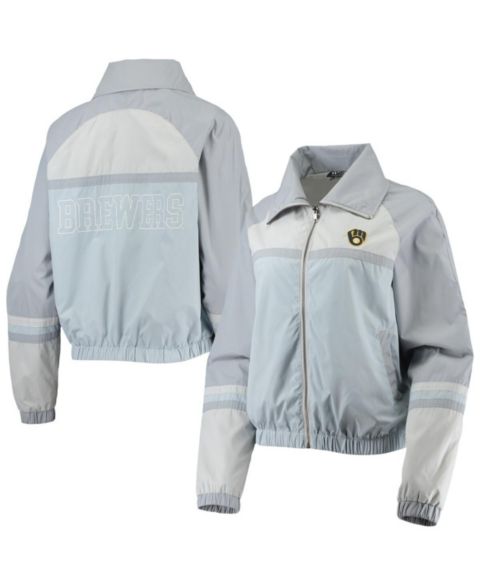 Женские куртки The Wild Collective Women's Navy Milwaukee Brewers Colorblock Track Raglan Full-Zip Jacket