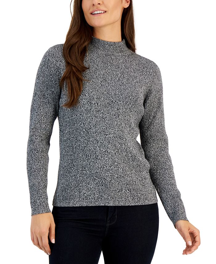 Karen Scott Women's Ribbed Mock Neck Cotton Sweater Red Size XX-Large