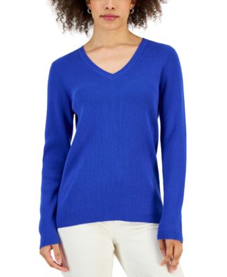 Karen Scott - Women's Solid V-Neck Sweater