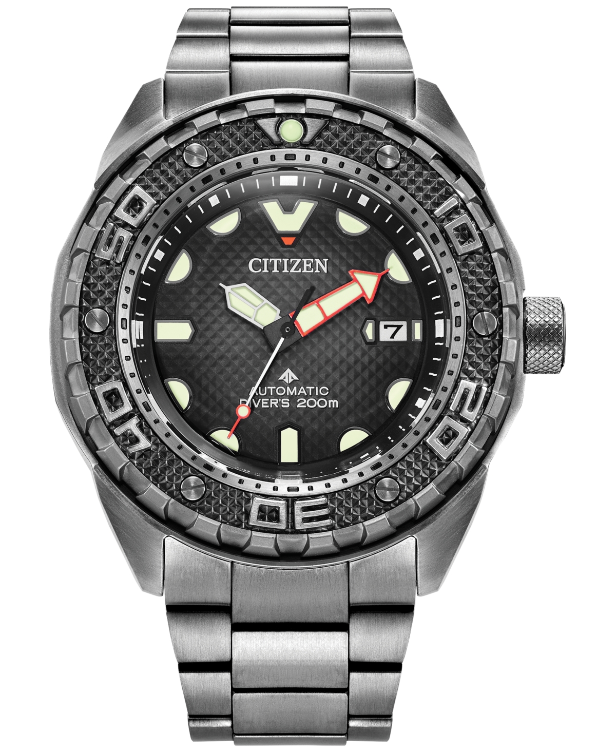 Citizen Men's Promaster Automatic Dive Silver-tone Super Titanium Bracelet Watch, 46mm In Black/silver