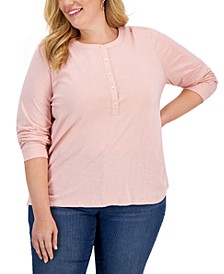 Plus Size Henley Top, Created for Macy's