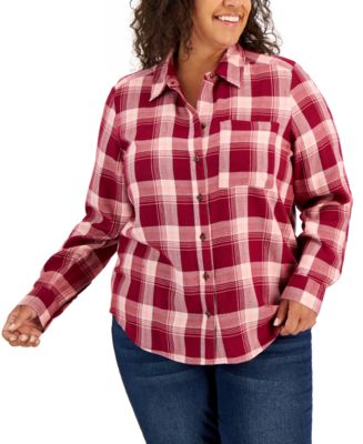 Style & Co Plus Size Plaid Perfect Shirt, Created for Macy's - Macy's