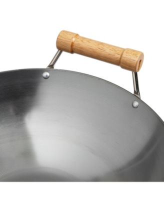 Classic Series Round Bottom Carbon Steel Wok with Birch Handles, 14"