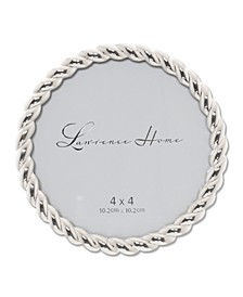 Round Metal Picture Frame With Rope Design, 4" x 4"