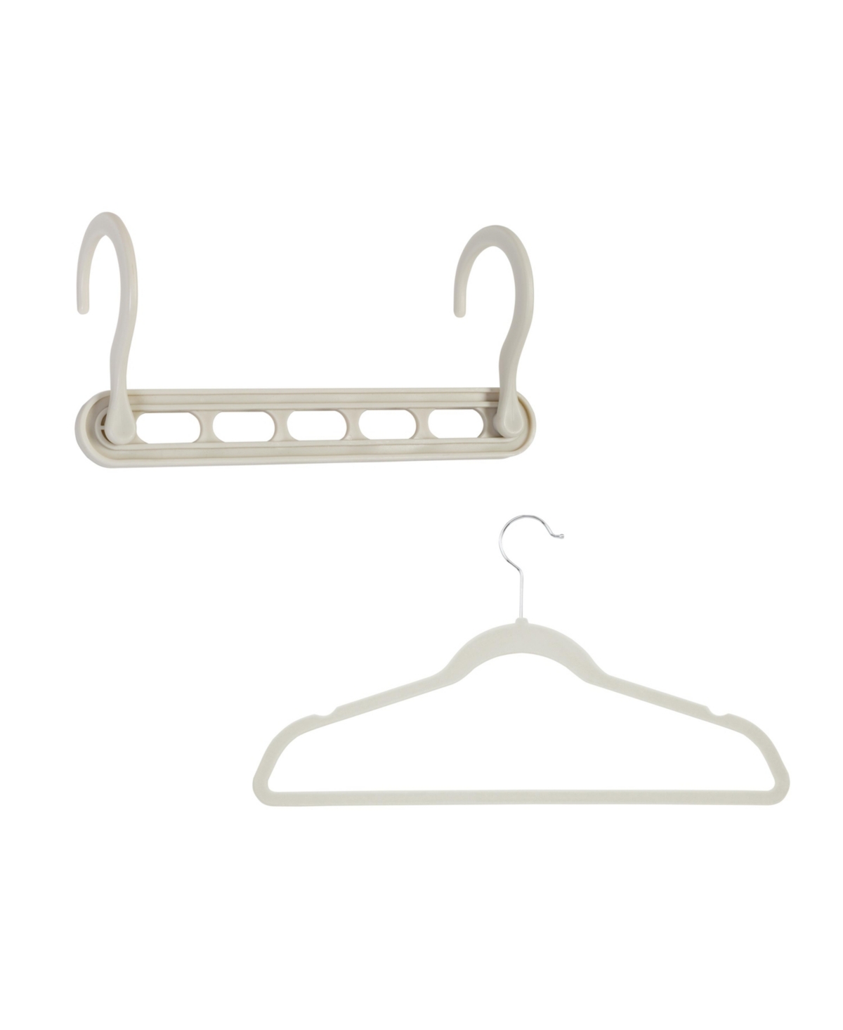 Collapsible Hangers and Velvet Non-Slip Hangers, 55 Piece - White