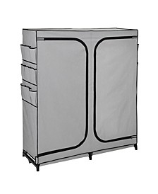 Wide 2 Door Portable Closet with Cover Side Pockets Wardrobe, 60"