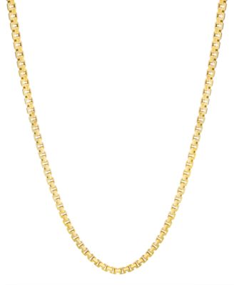 Italian Gold - Men's Square Box Link 22" Chain Necklace in 14k Gold-Plated Sterling Silver