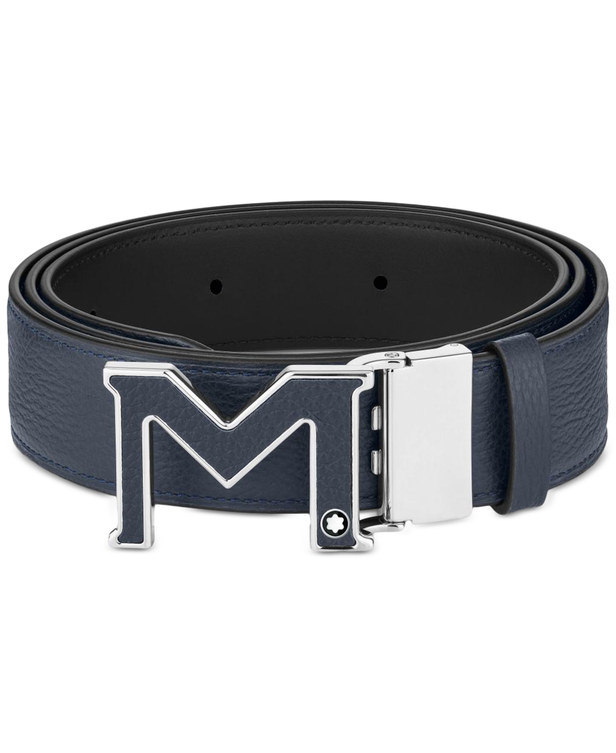 Shop Montblanc M Buckle Reversible Leather Belt In Blue